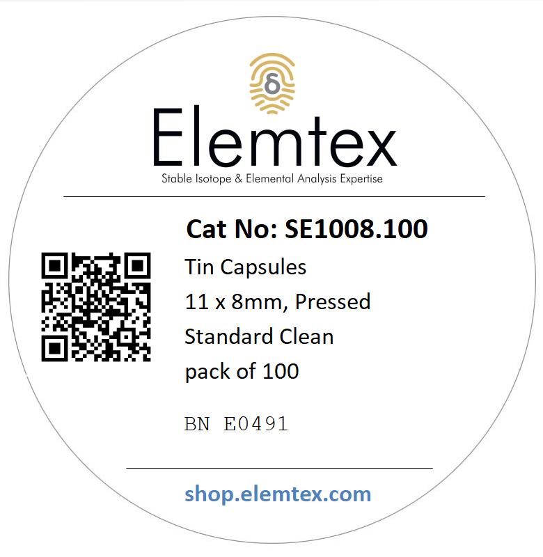 SE1008, Tin Capsules Pressed 11 x 8mm, Standard Clean