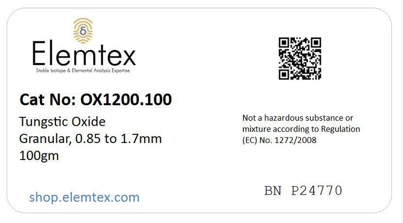 OX1200, Tungstic Oxide Granular 0.85 to 1.7mm, Premium