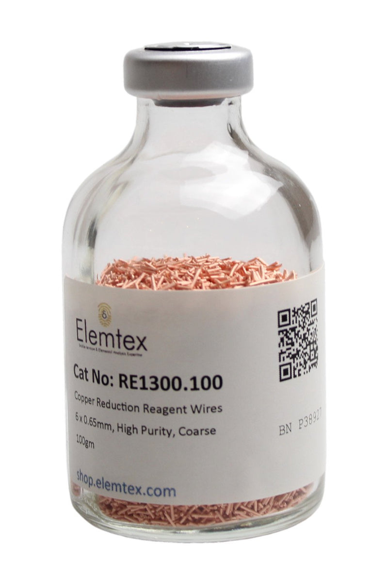 RE1300, Copper Wires Reduced 6 x 0.65mm, Coarse Wires, High Purity for Sulphur Analysis