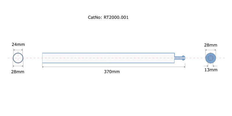 Rt2000 Color RT2000, Reaction tube quartz vario EL, 370 x 28 x 24mm 11.00-1150/4 ...