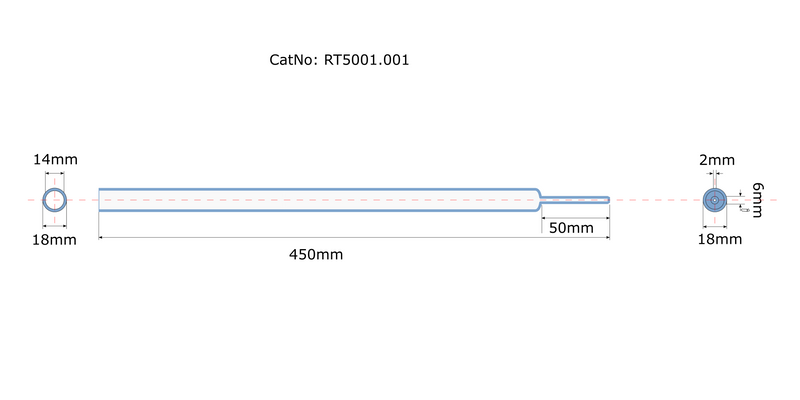 RT5001, Eurovector Reaction Tube quartz 6mm bottom tube E12509