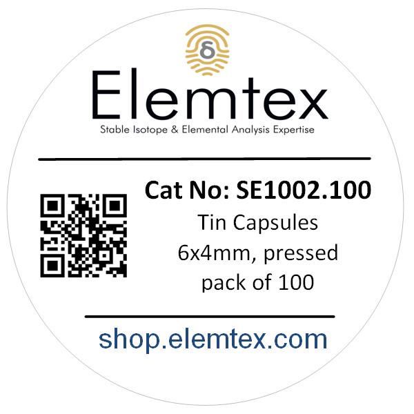 SE1002, Tin Capsules Pressed 6 x 4mm, Standard Clean