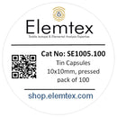 SE1005, Tin Capsules Pressed 10 x 10mm, Standard Clean