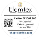 SE1007, Tin Capsules Pressed 20 x 8mm, Standard Clean
