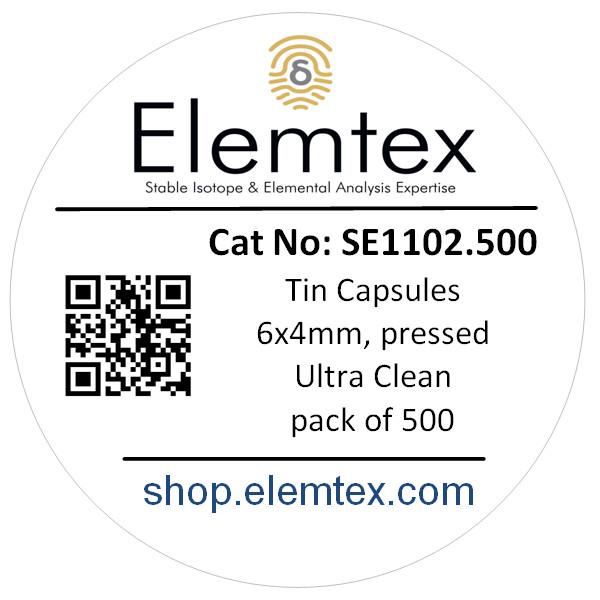 SE1102, Tin Capsules Pressed 6x4mm, Ultra Clean