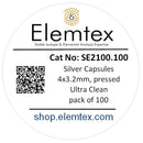 SE2100, Silver Capsules Pressed 4 x 3.2mm, Ultra Clean