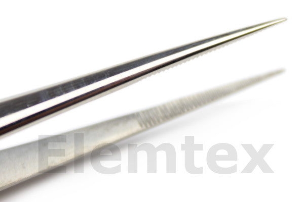 TS1001, Forceps Stainless Steel, straight pointed end, 130mm
