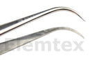 TS1003, Forceps Stainless Steel, curved pointed end, 130mm